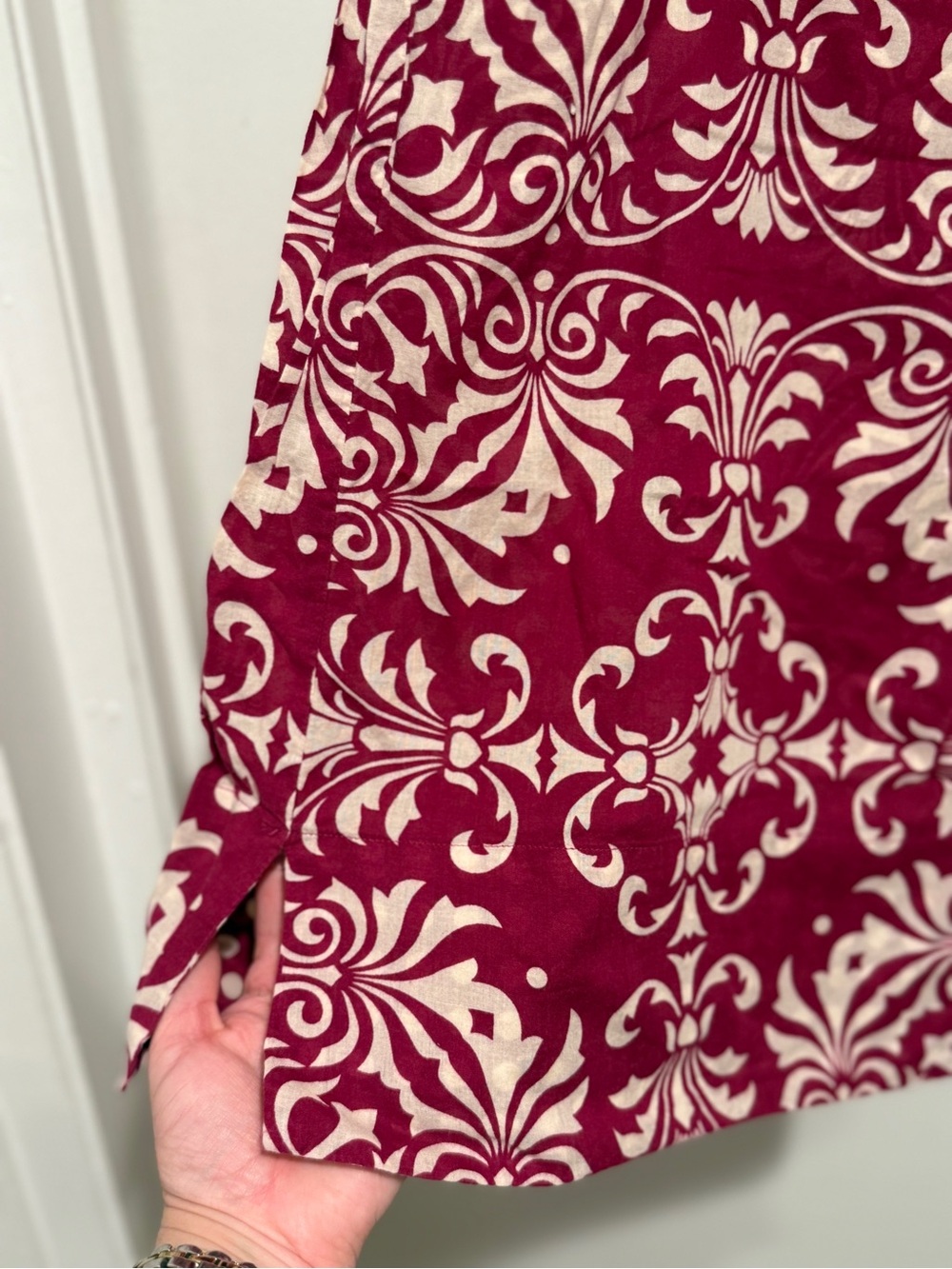 Anthropologie Burgundy Patterned Wide Leg Pants - Picture 3 of 5